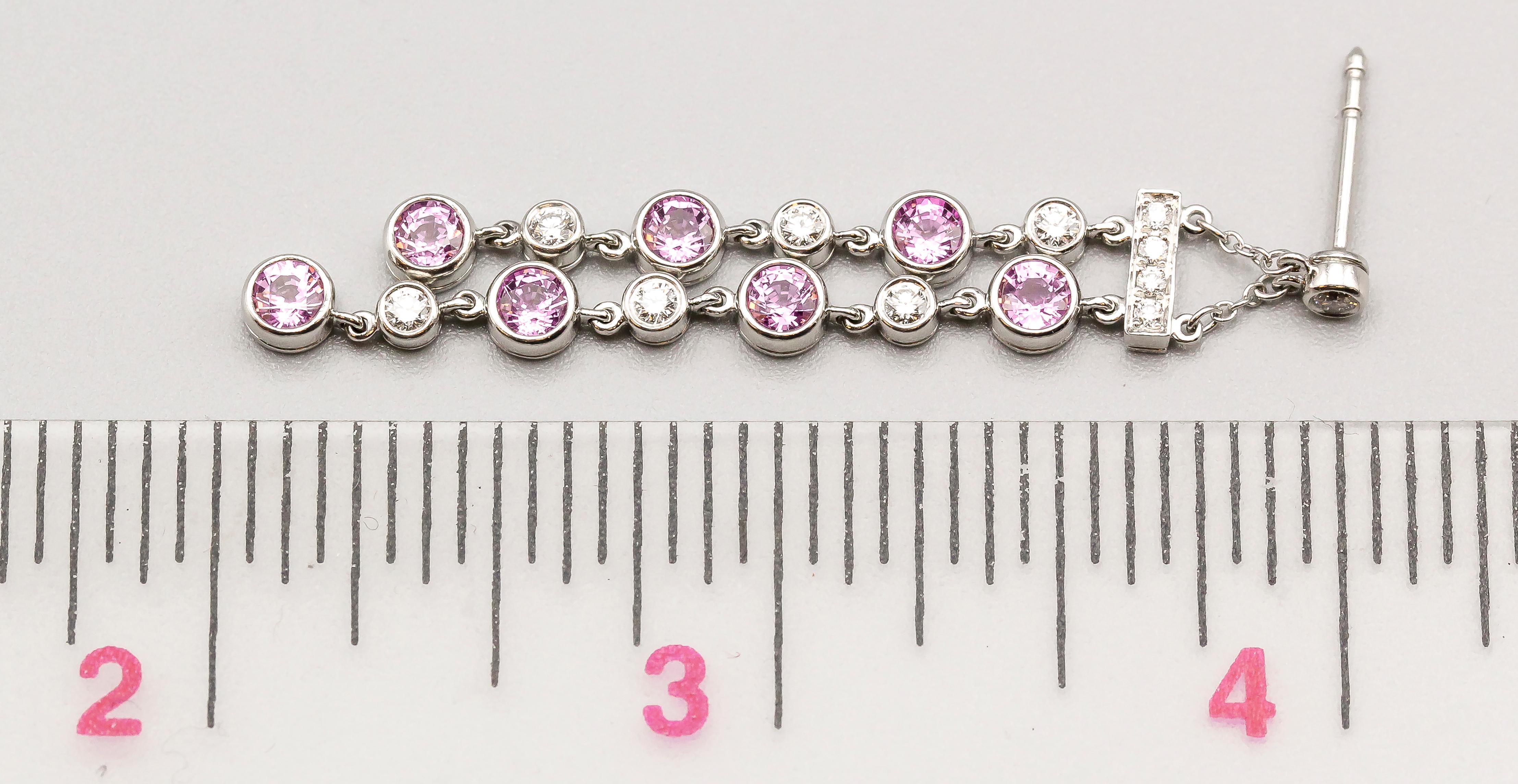 Women's Tiffany & Co. Diamond Pink Sapphire and Platinum Jazz Ear Pendants
