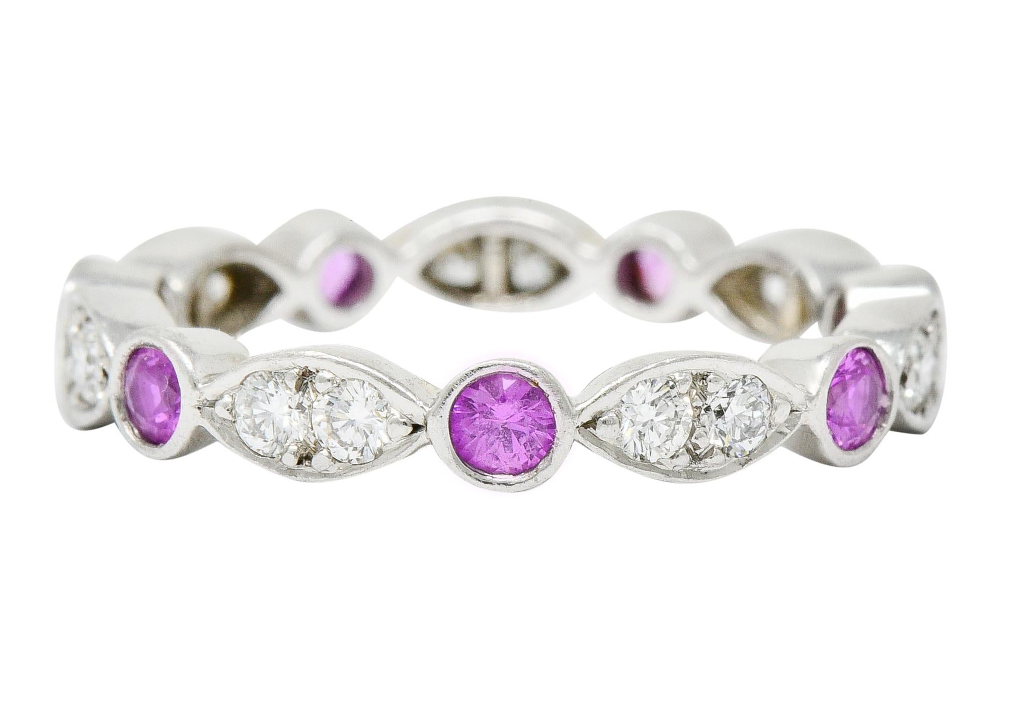 Contemporary Tiffany & Co. Diamond Pink Sapphire Platinum Tiffany Jazz Band Ring