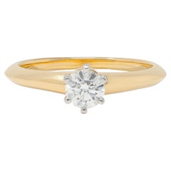 Tiffany & Co. Diamond Platinum 18K Yellow Gold Vintage Solitaire Engagement Ring