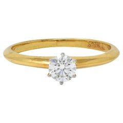 Tiffany & Co. Diamond Platinum 18K Yellow Gold Vintage Solitaire Engagement Ring