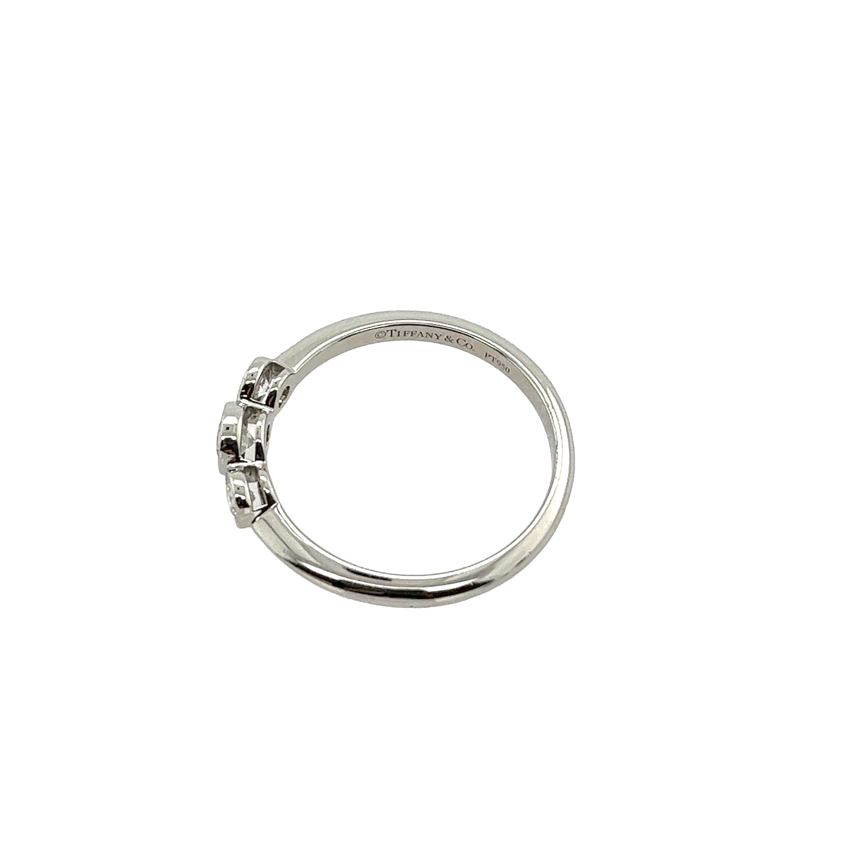Round Cut Tiffany & Co. Diamond Platinum 3 Stone Diamond Ring For Sale
