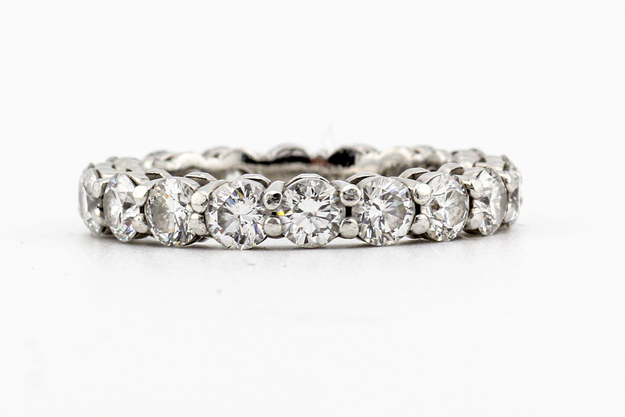 Brilliant Cut Tiffany & Co. Diamond Platinum 3.7mm Shared Setting Band Size 6 For Sale