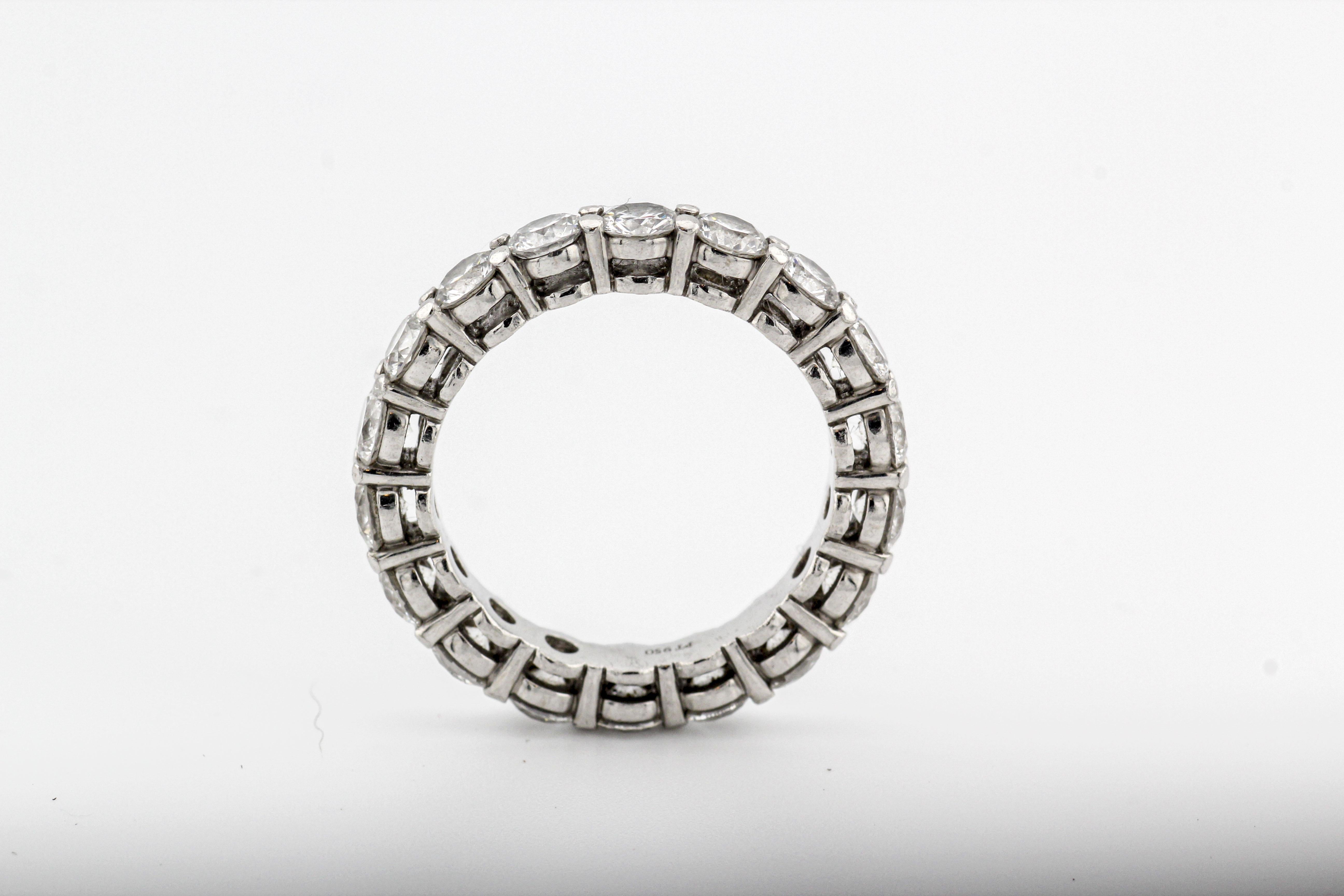 Tiffany & Co. Diamond Platinum 3.7mm Shared Setting Band Size 6 For Sale 3