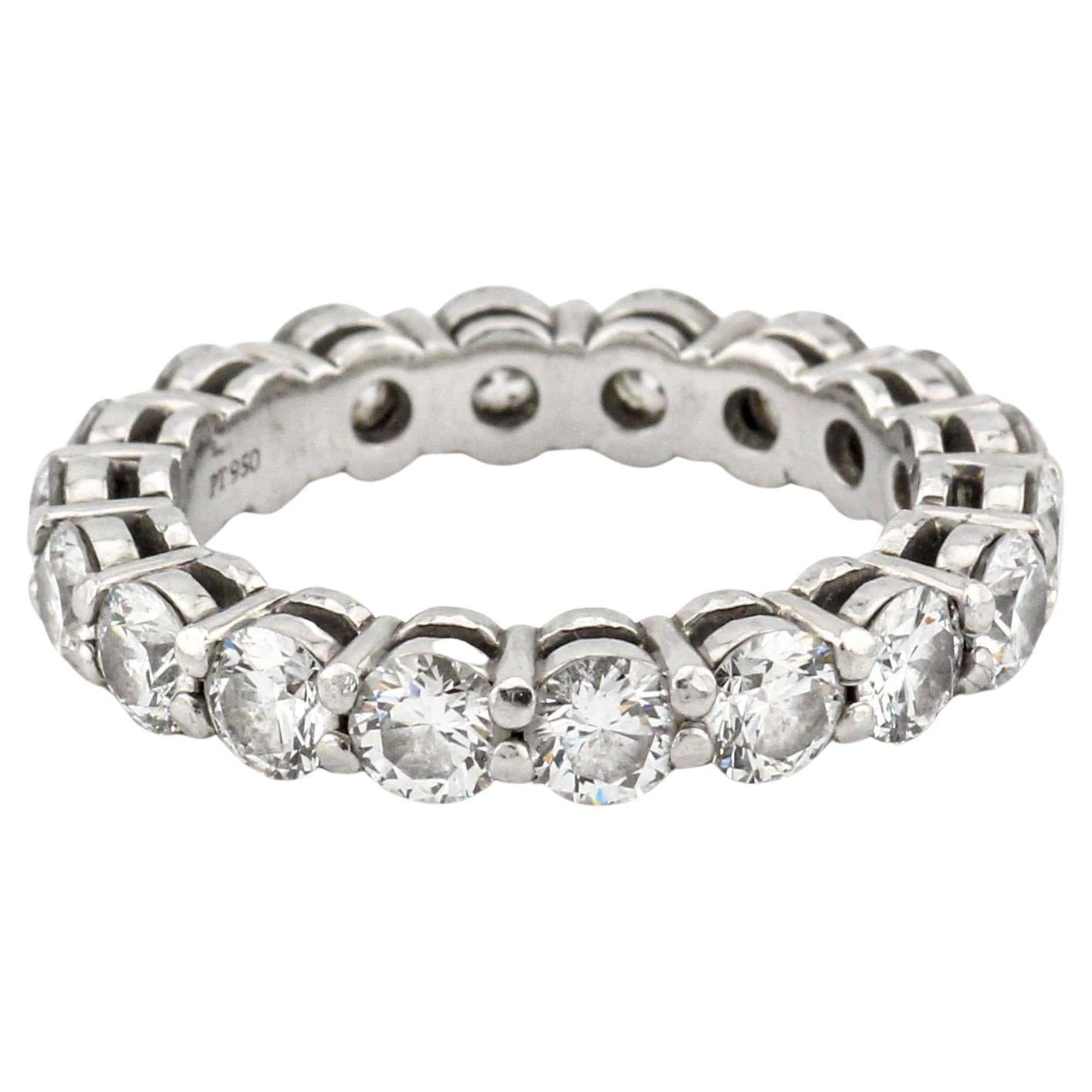 Tiffany & Co. Diamond Platinum 3.7mm Shared Setting Band Size 6 For Sale