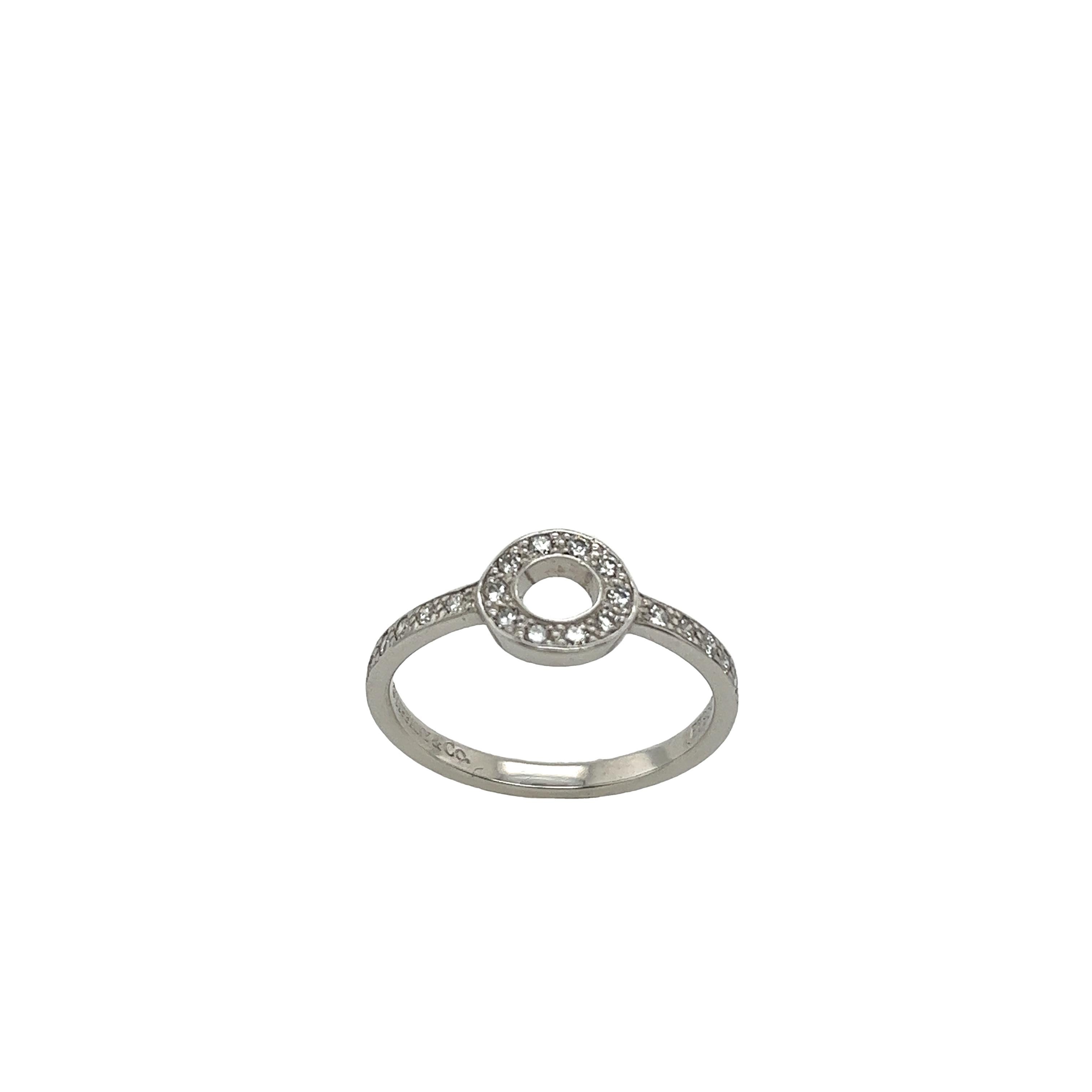 Round Cut Tiffany & Co. Diamond Platinum Band Open Circle Ring, 0.33ct For Sale