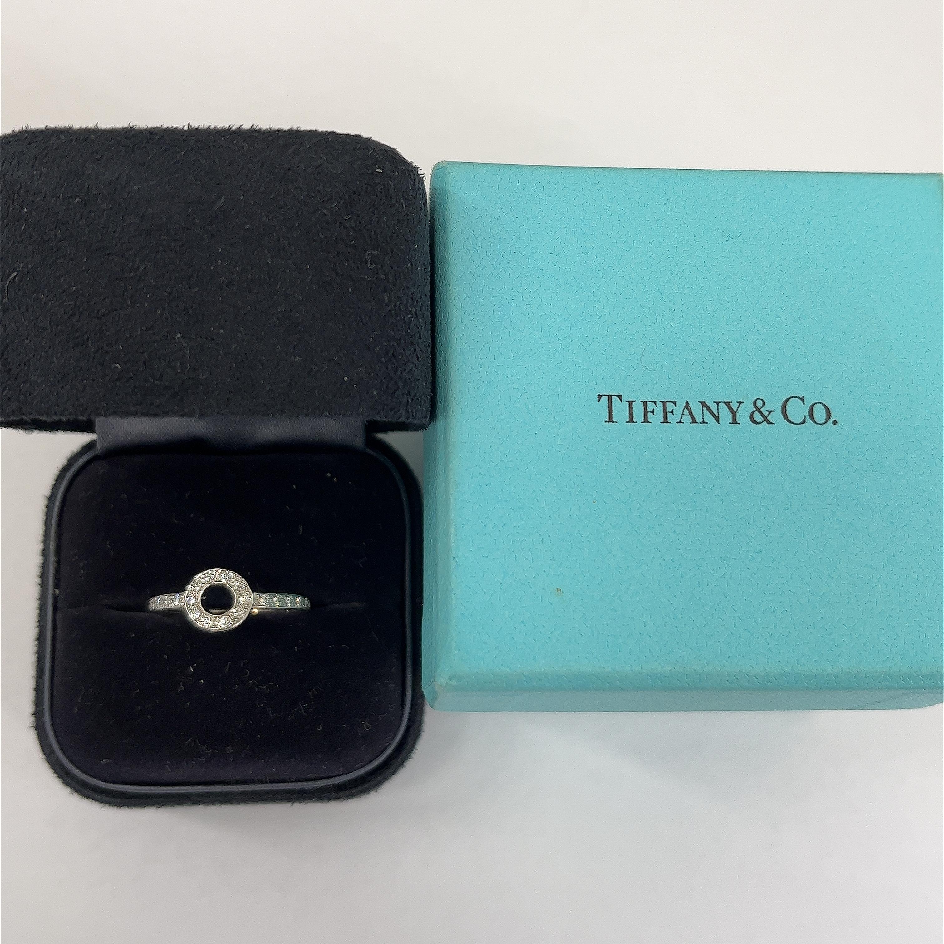 Women's Tiffany & Co. Diamond Platinum Band Open Circle Ring, 0.33ct For Sale