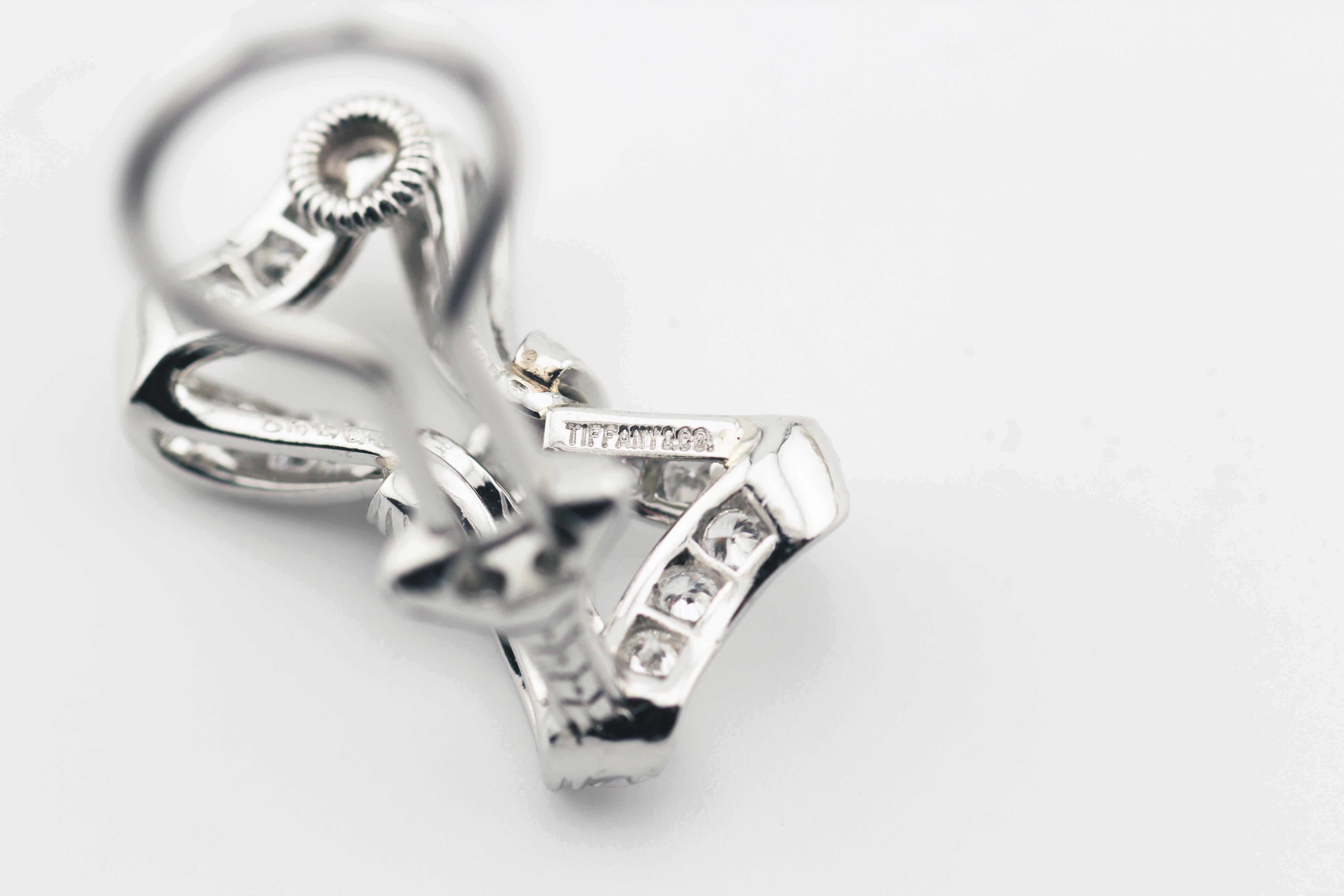 Tiffany & Co. Diamond Platinum Bow Earrings 5