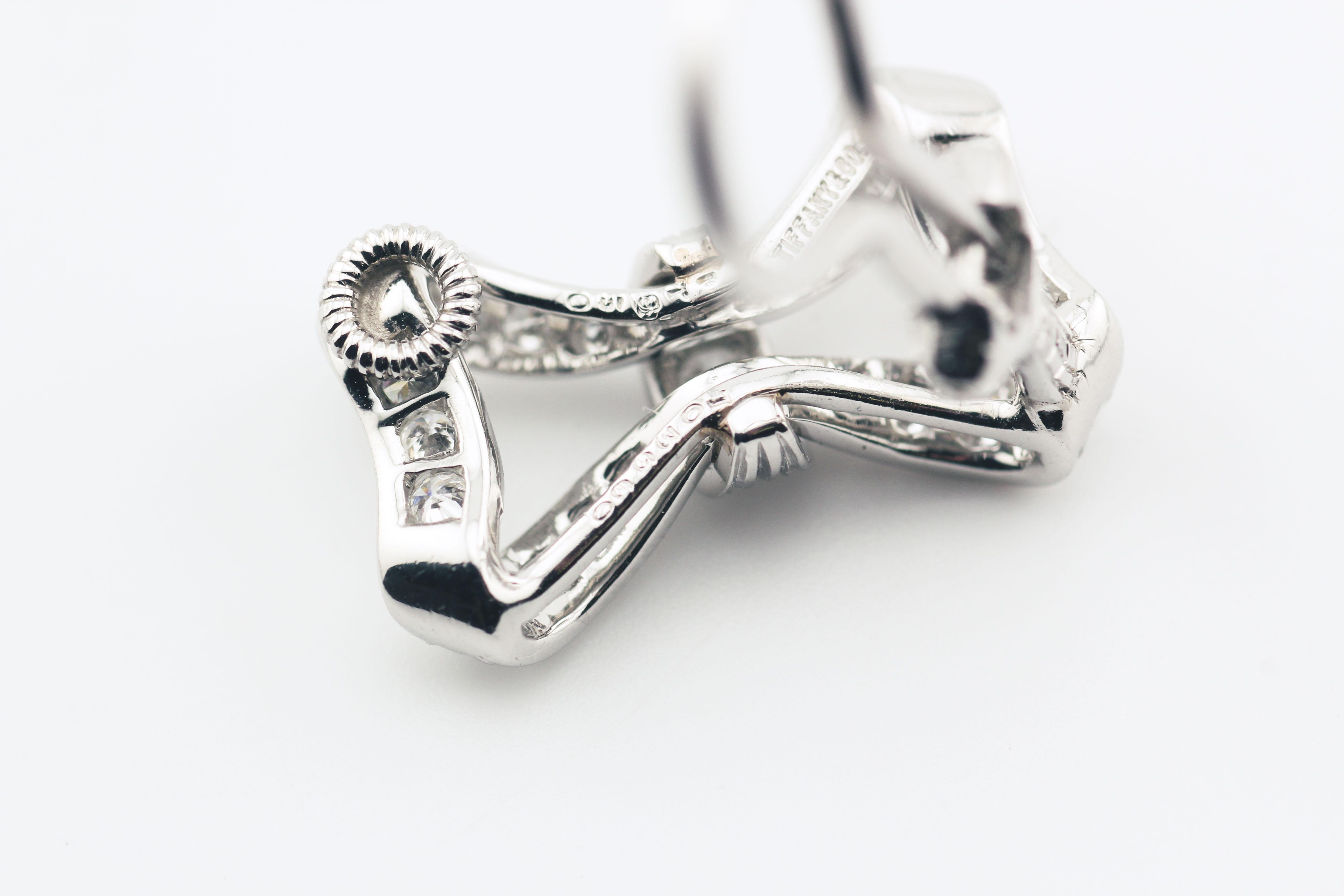 Tiffany & Co. Diamond Platinum Bow Earrings 6