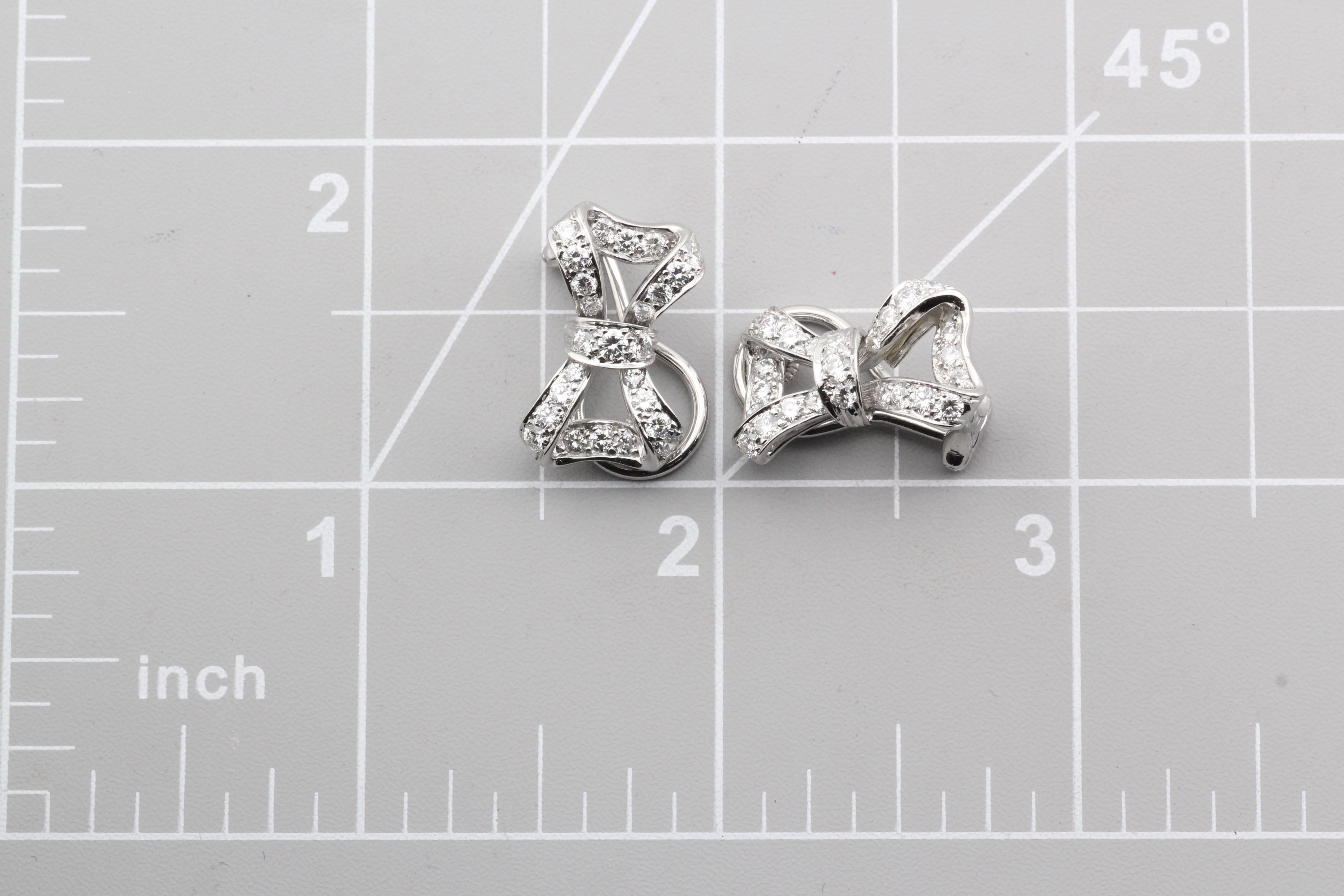 Tiffany & Co. Diamond Platinum Bow Earrings 7