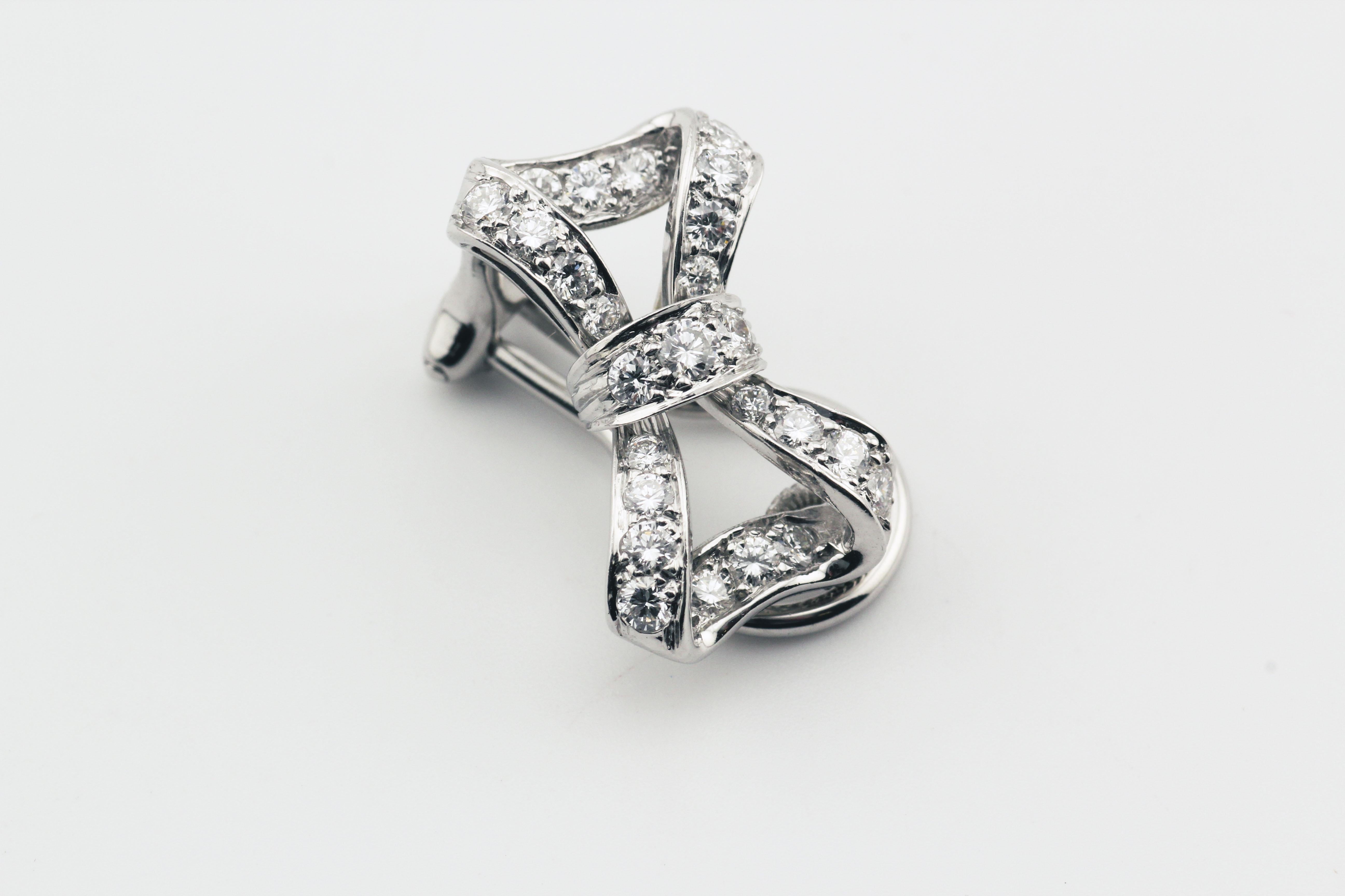 Tiffany & Co. Diamond Platinum Bow Earrings 1