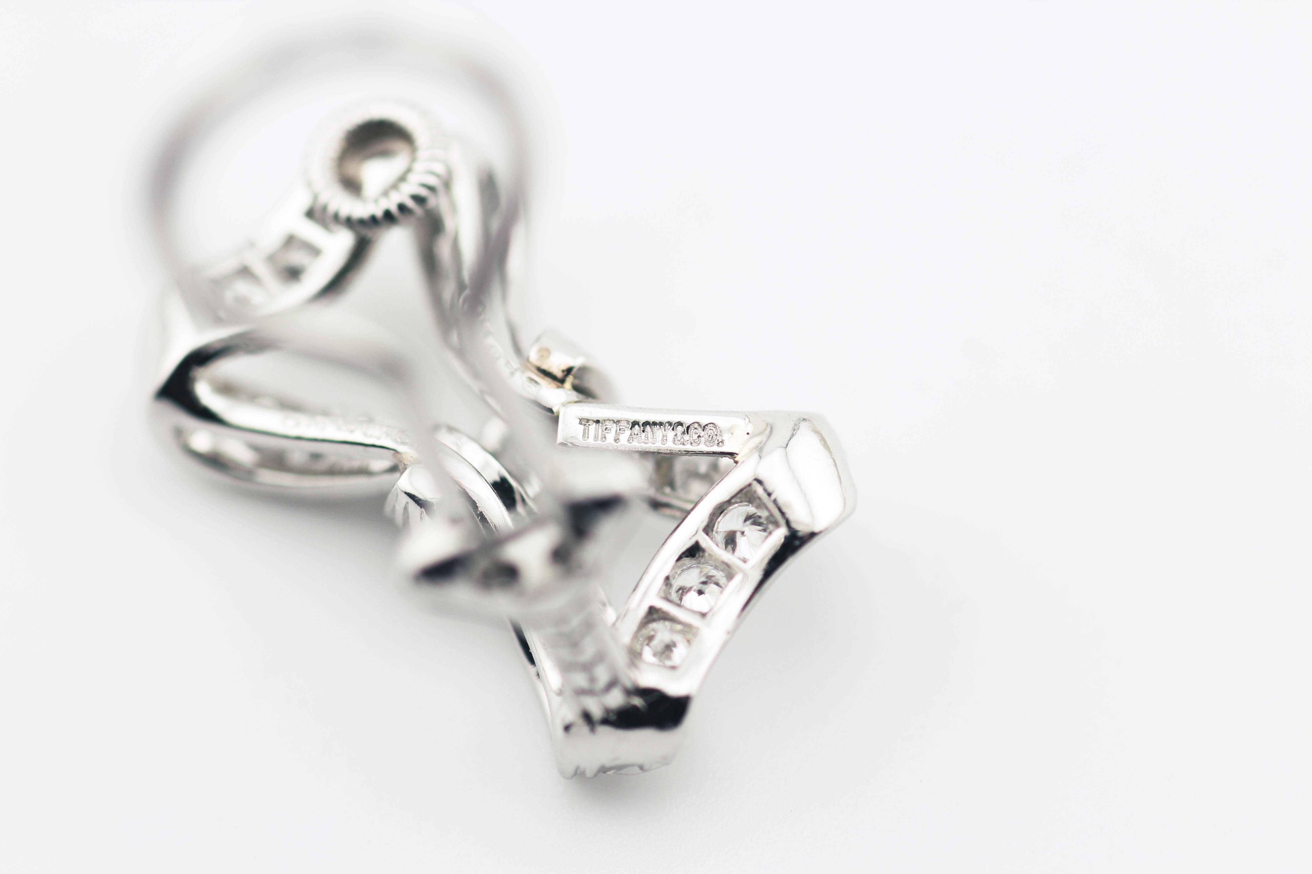 Tiffany & Co. Diamond Platinum Bow Earrings 3