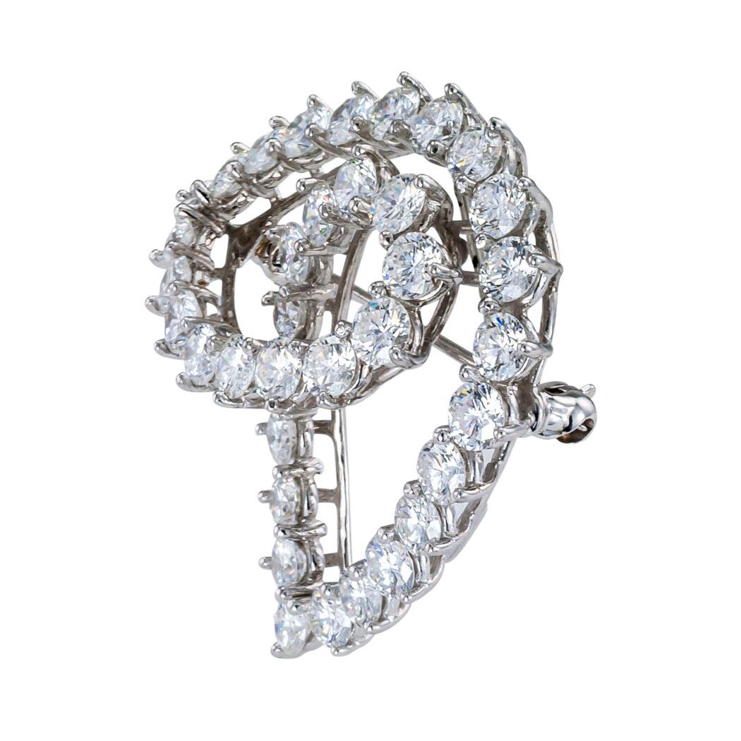 Modern Tiffany & Co. Diamond Platinum Brooch For Sale