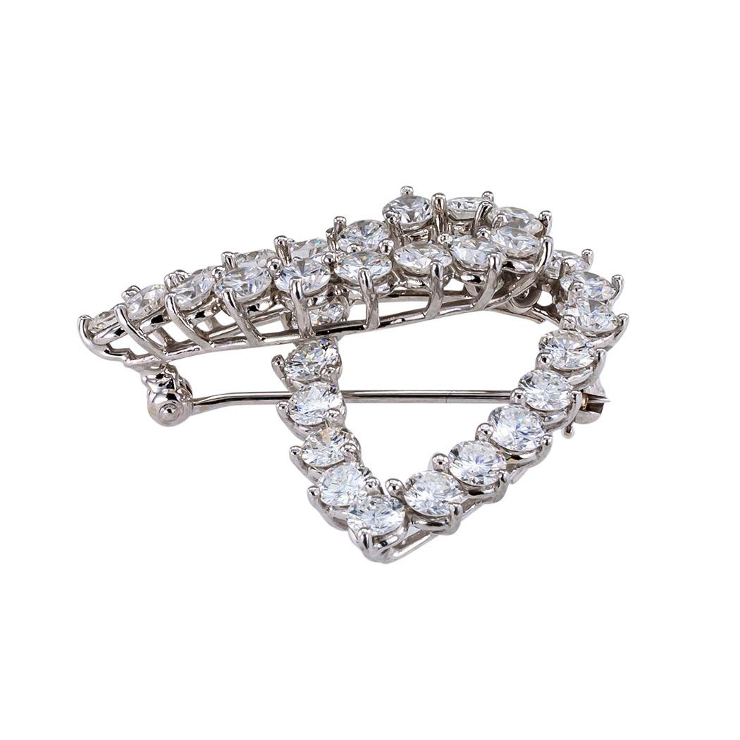 Women's or Men's Tiffany & Co. Diamond Platinum Brooch For Sale