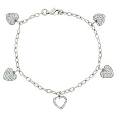 Tiffany & Co. Diamond Platinum Charm Bracelet with Heart Charms
