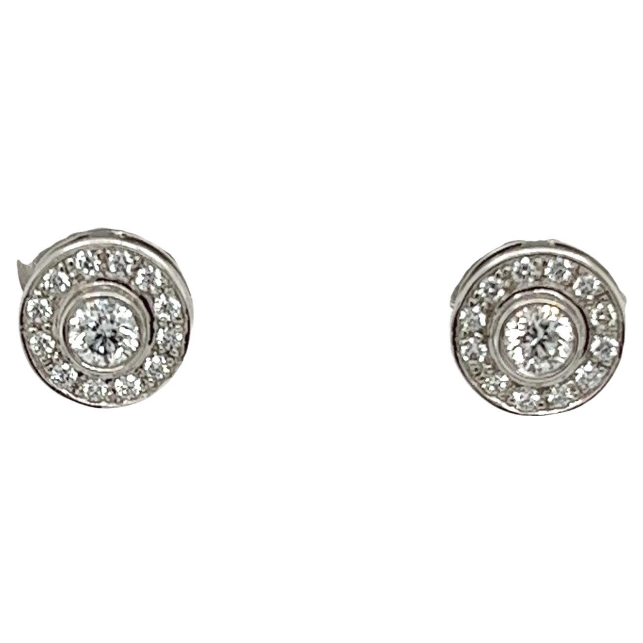 Tiffany & Co Diamond Platinum Circlet Stud Earrings set With diamonds