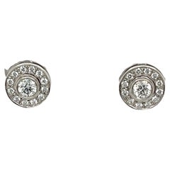 Used Tiffany & Co Diamond Platinum Circlet Stud Earrings set With diamonds