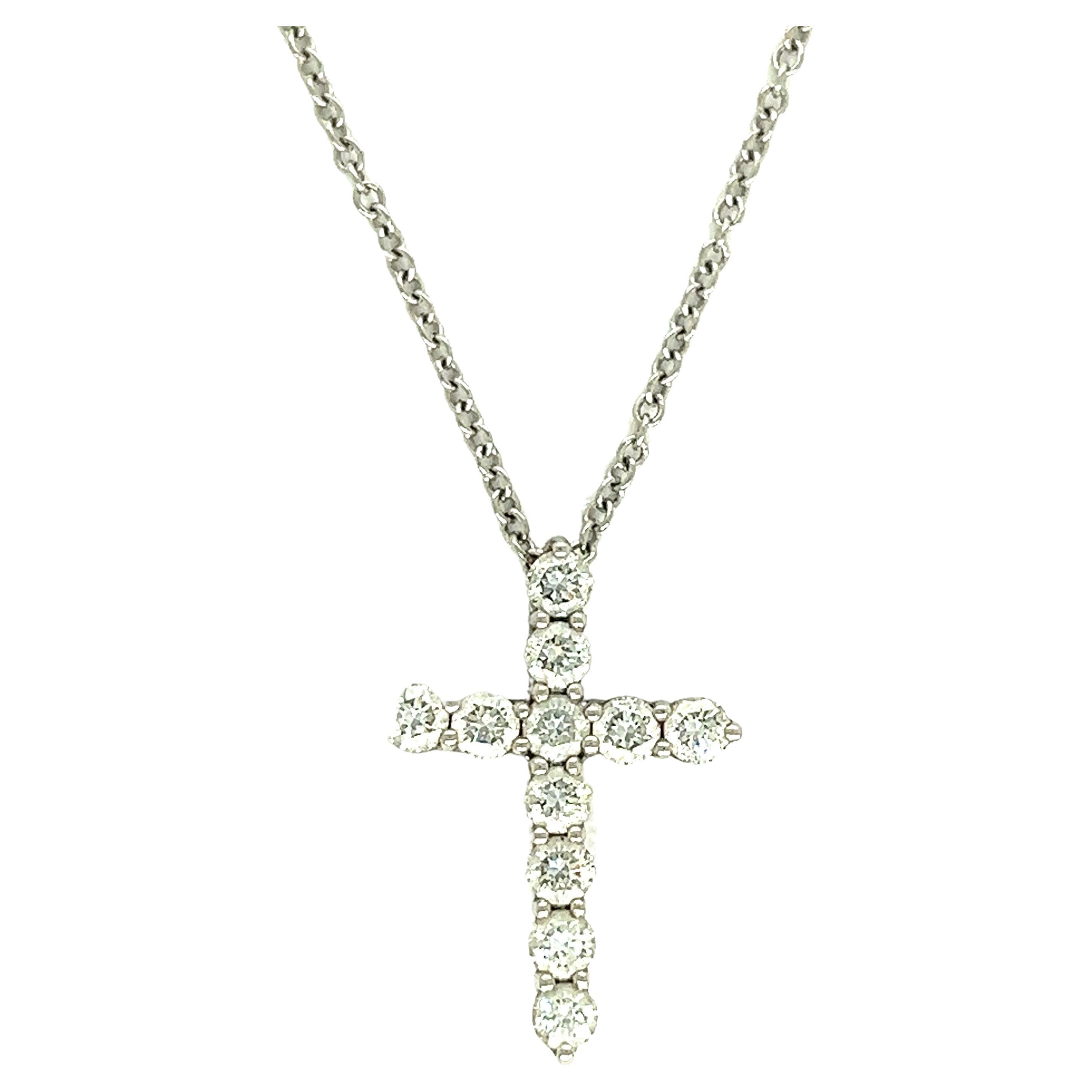 Tiffany & Co. Diamant-Platin-Kreuz-Anhänger-Halskette