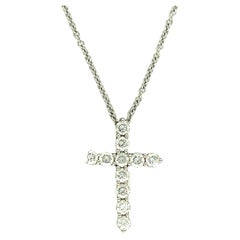 Tiffany & Co. Diamond Platinum Cross Pendant Necklace