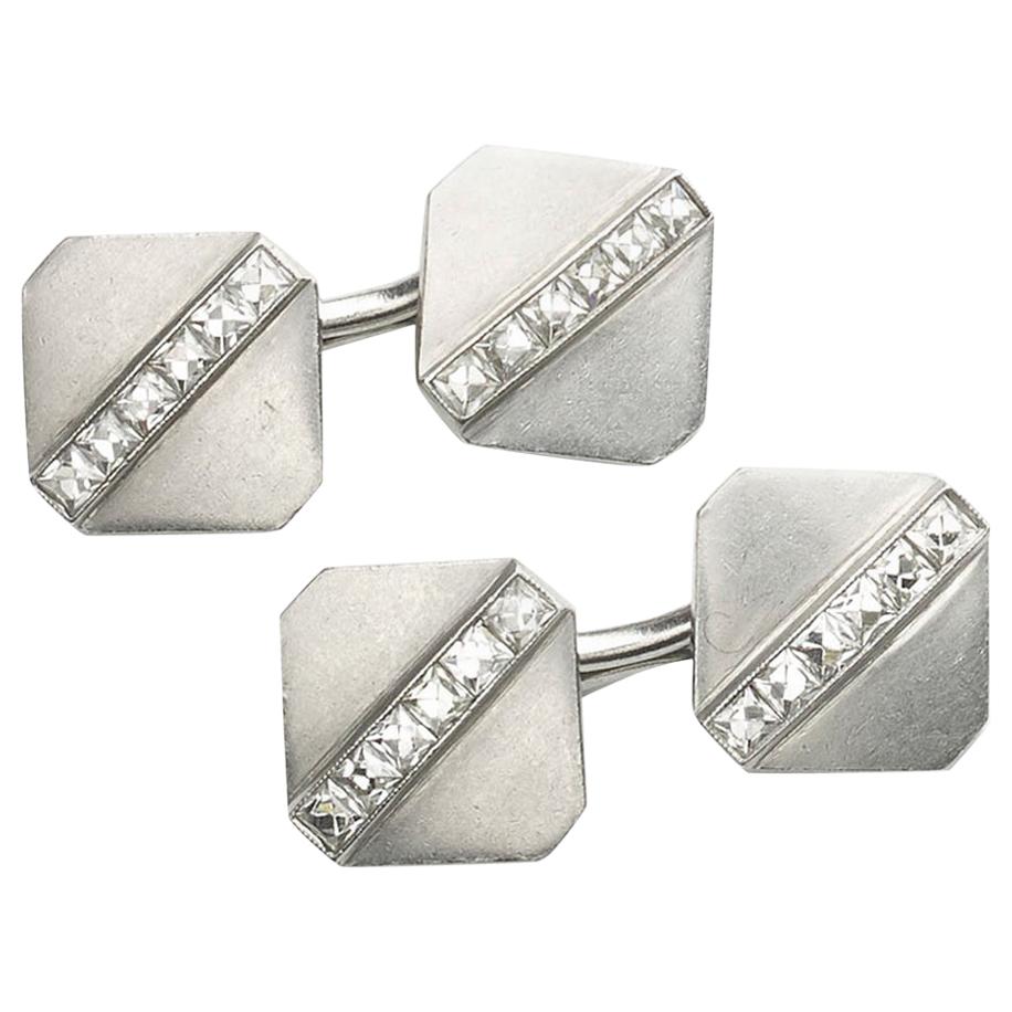 TIFFANY and CO. Etoile Diamond Platinum Dumbbell Cufflinks at 1stDibs