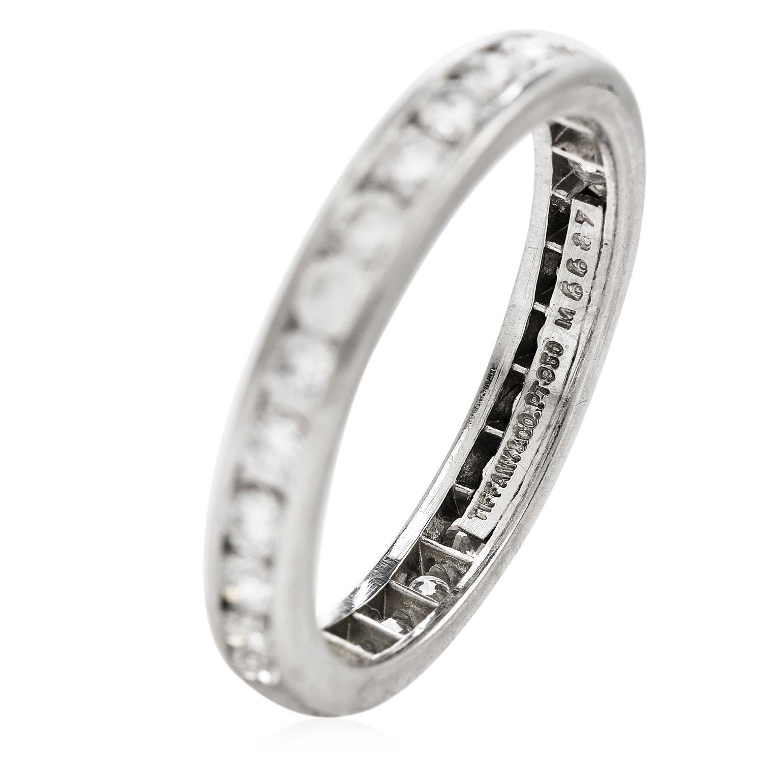 Women's or Men's Tiffany & Co. Diamond Platinum Designer Eternity Band Ring