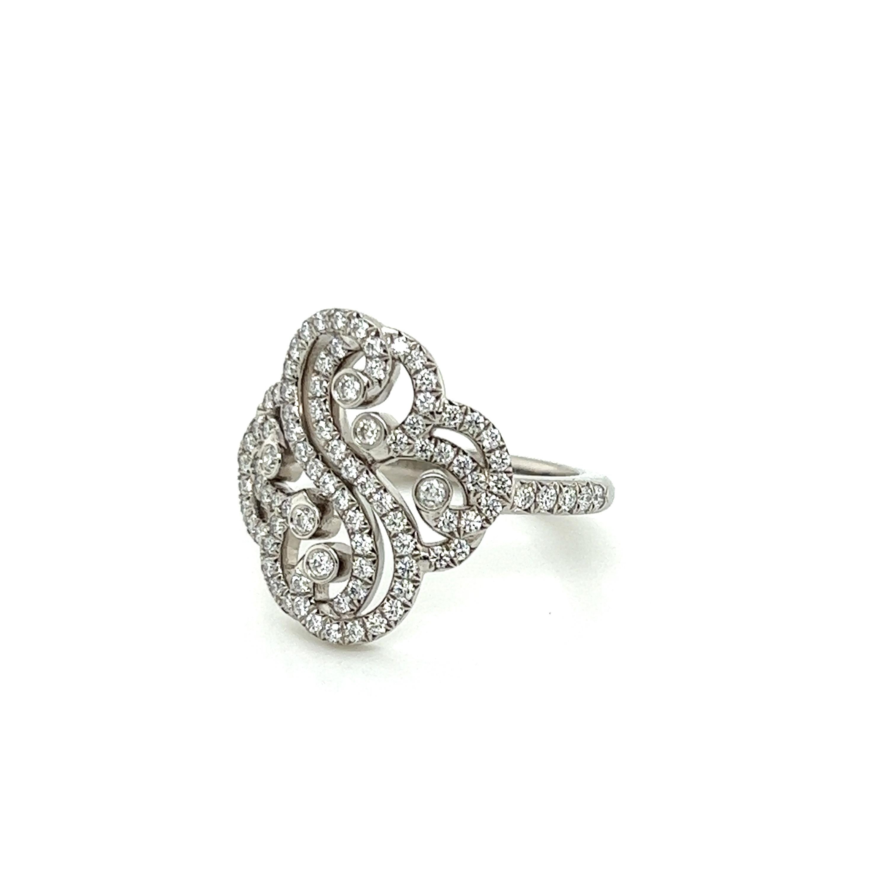Brilliant Cut Tiffany & Co. Diamond Platinum Double Heart Enchant Ring