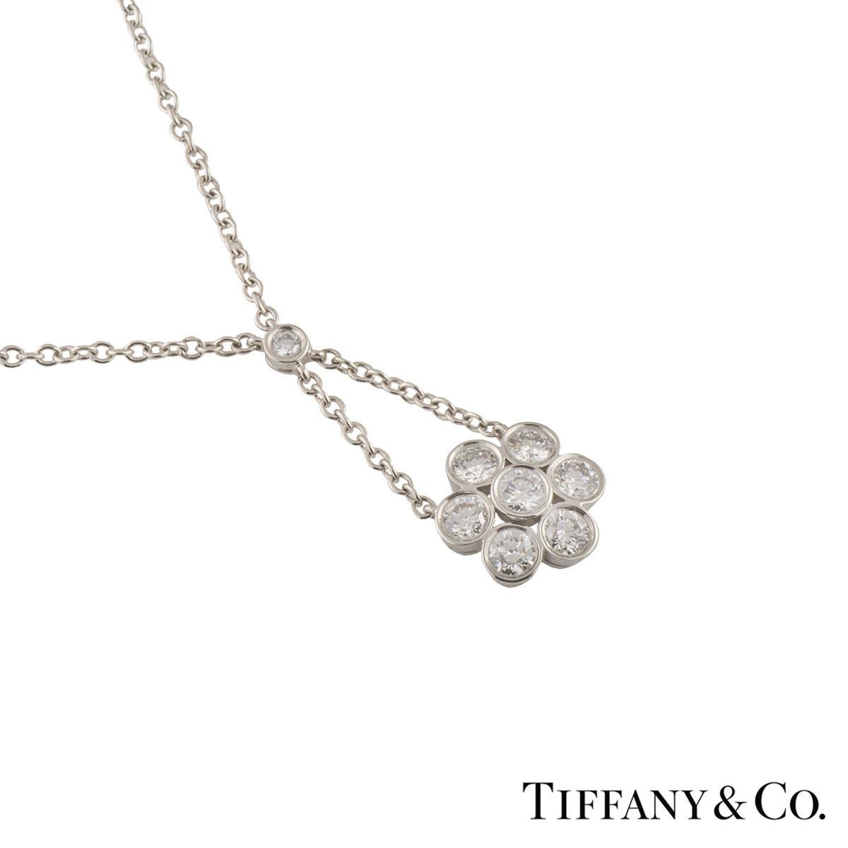 Round Cut Tiffany & Co. Diamond Platinum Enchant Flower Pendant .75 Carat