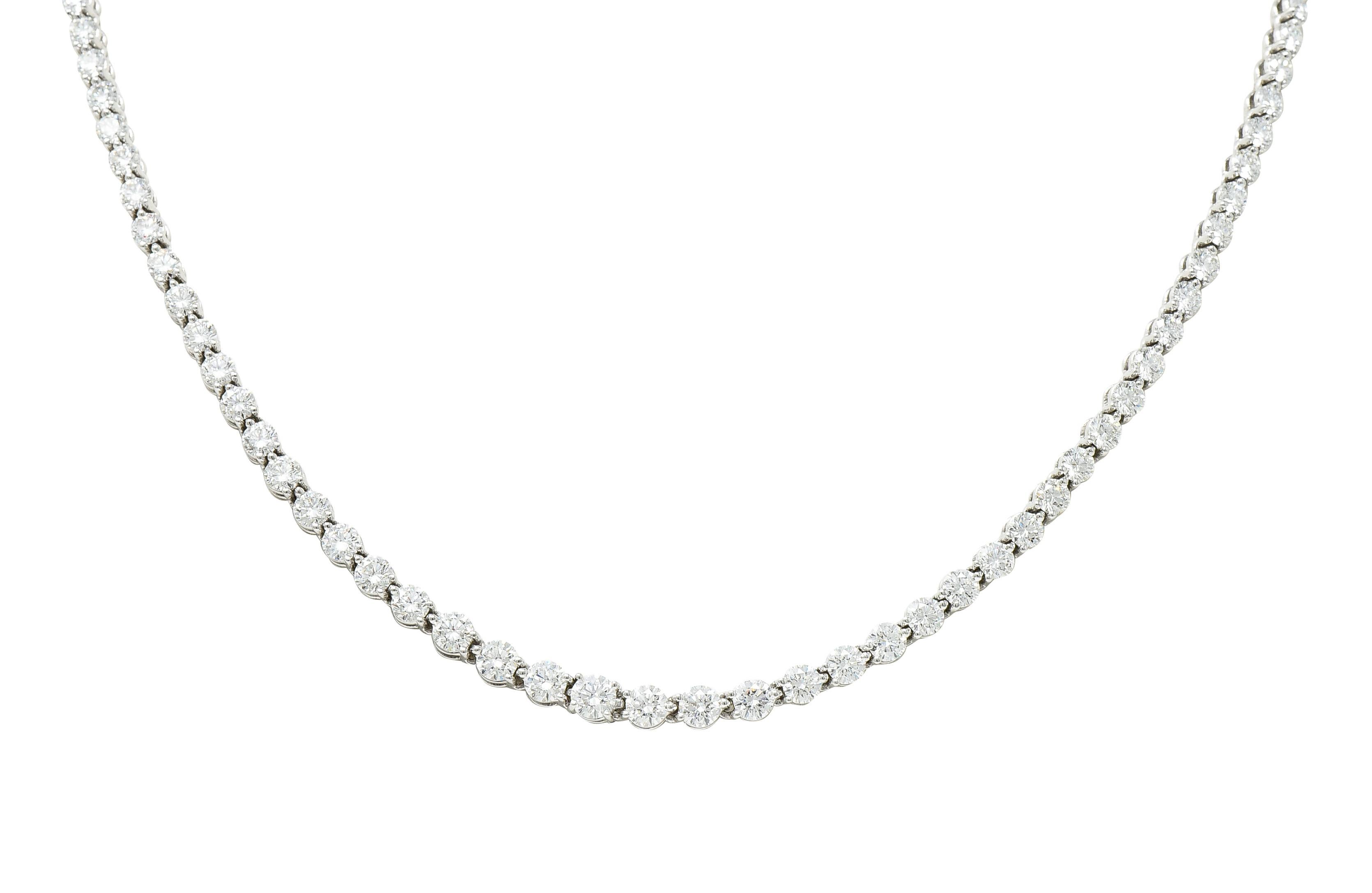 Tiffany & Co. Diamond Platinum Floral Victoria Graduated Line Riviera Necklace 1