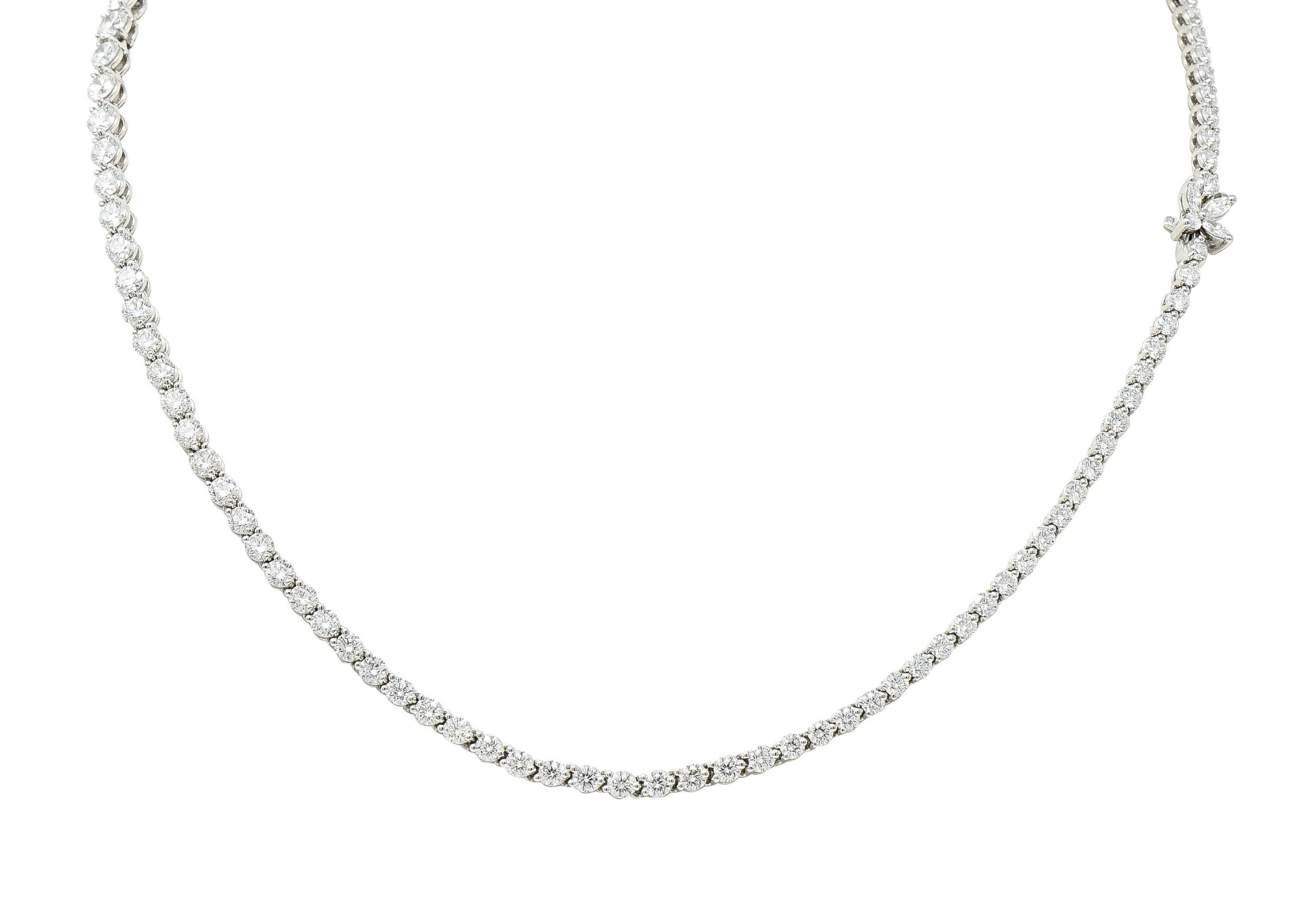 Brilliant Cut Tiffany & Co. Diamond Platinum Floral Victoria Graduated Line Riviera Necklace