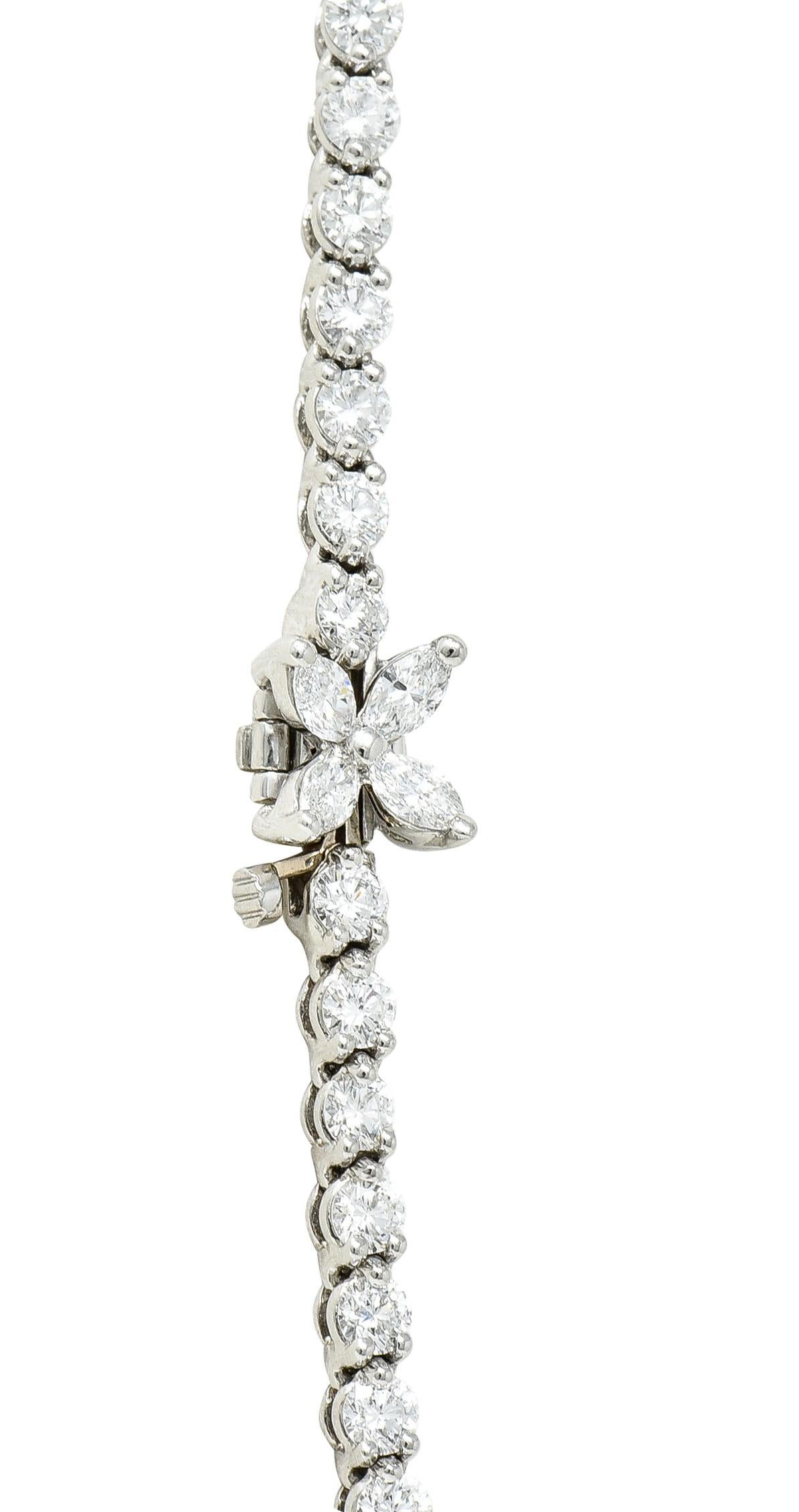 Tiffany & Co. Diamond Platinum Floral Victoria Graduated Line Riviera Necklace In Excellent Condition In Philadelphia, PA
