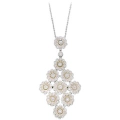 Tiffany & Co. Diamond Platinum Flower Daisy Cluster Pendant Necklace