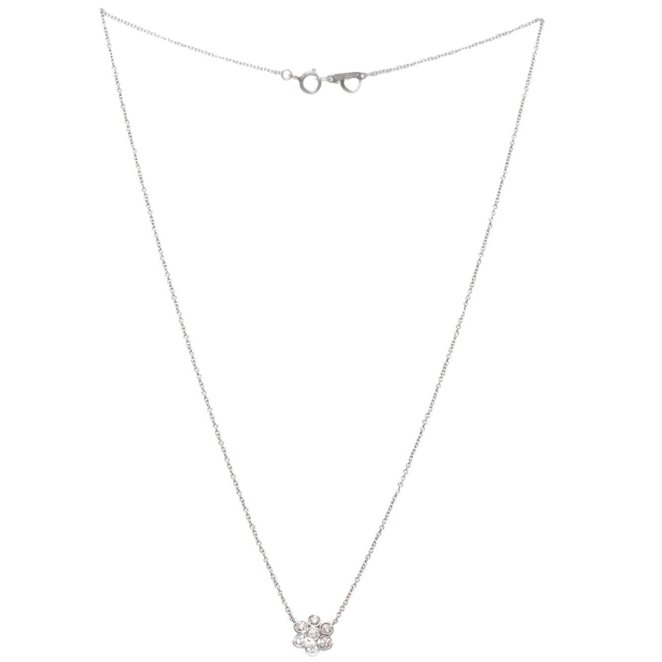 Tiffany & Co. Diamond Platinum Flower Pendant