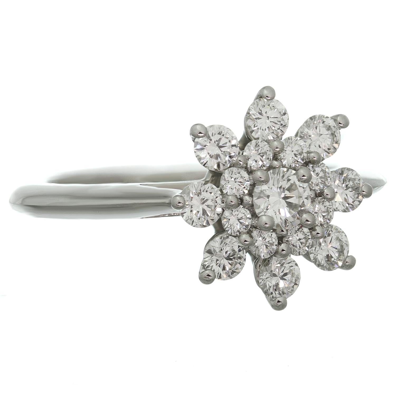Brilliant Cut Tiffany & Co. Diamond Platinum Flower Ring