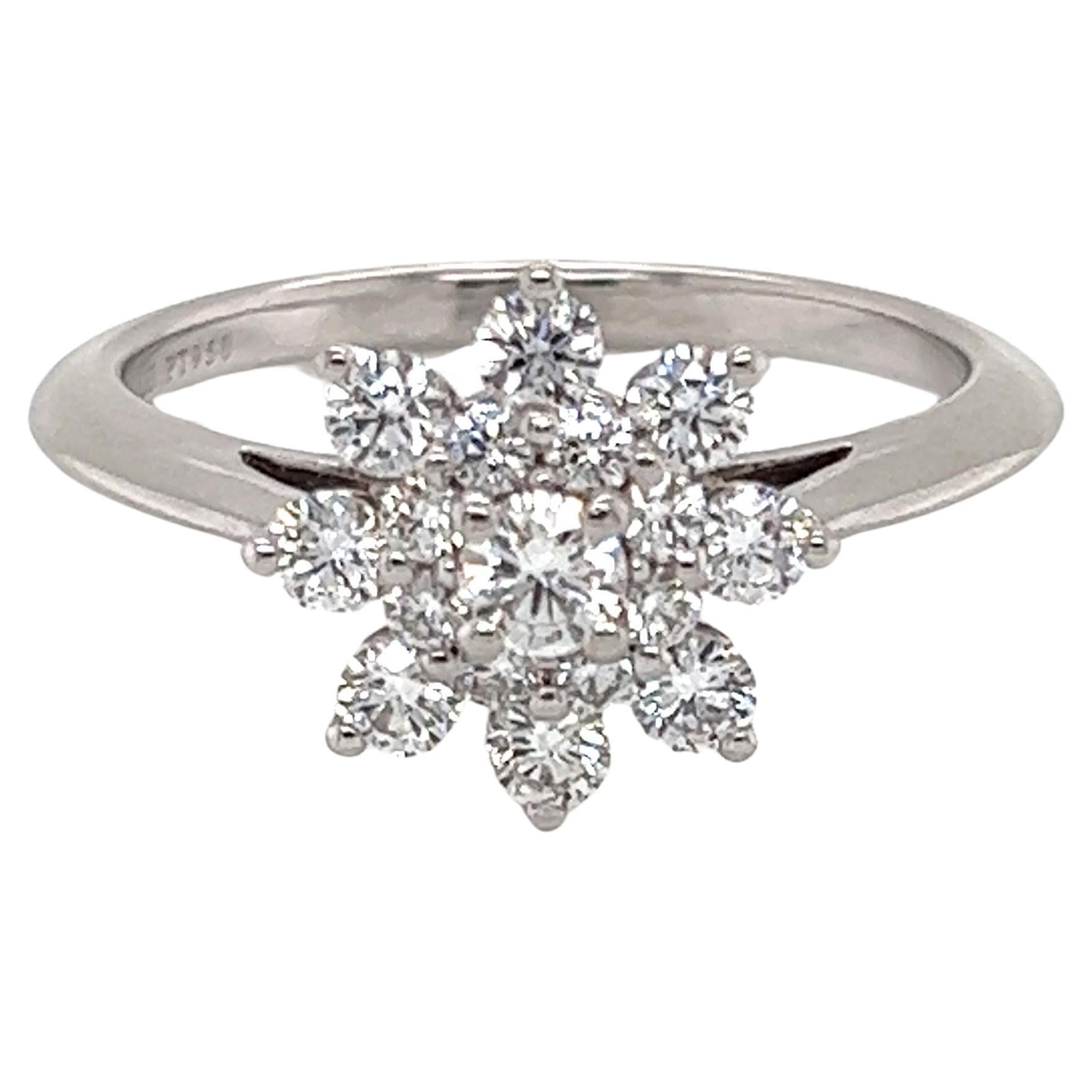 Tiffany & Co. Diamond Platinum Flower Ring For Sale