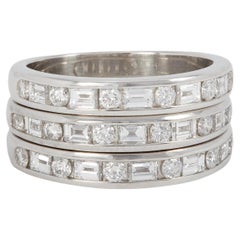 Tiffany & Co. Bague demi éternité en platine à trois anneaux avec diamant