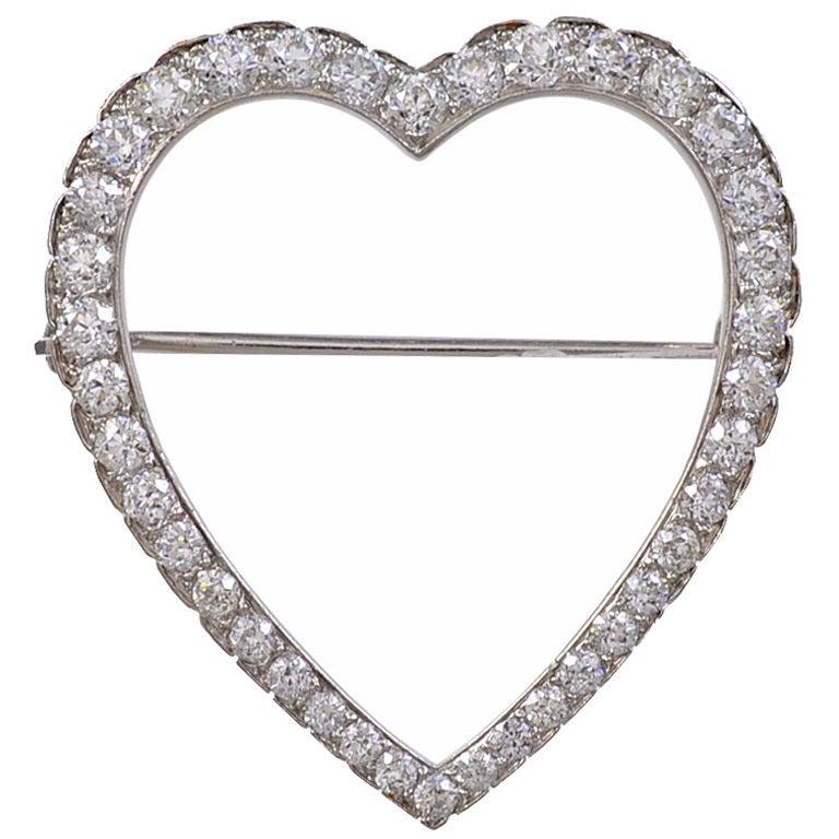 diamond heart brooch