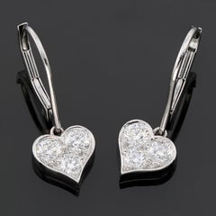 TIFFANY & CO. Diamond Platinum Heart Drop Earrings