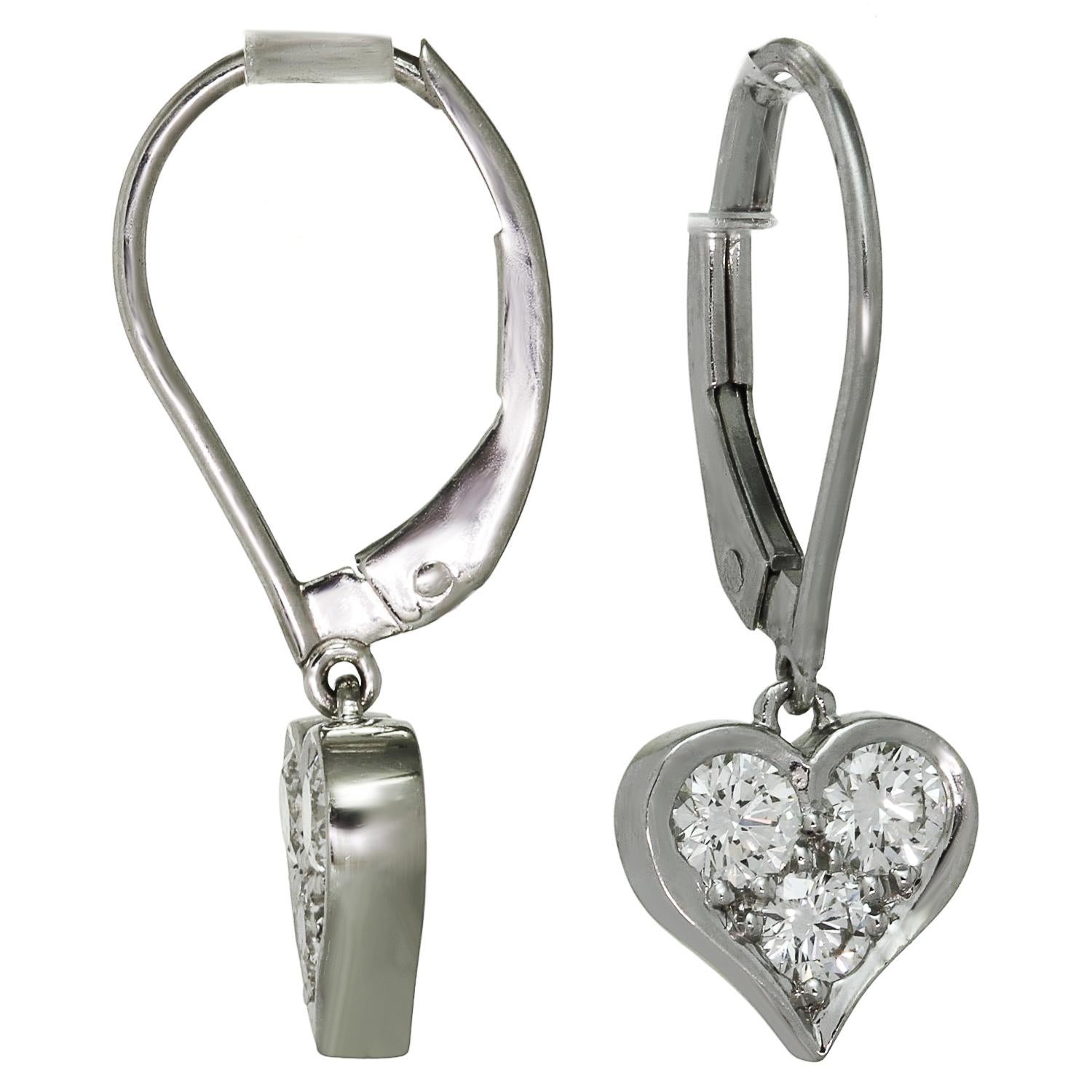 TIFFANY & CO. Diamant-Platin-Herz-Tropfenohrringe 1