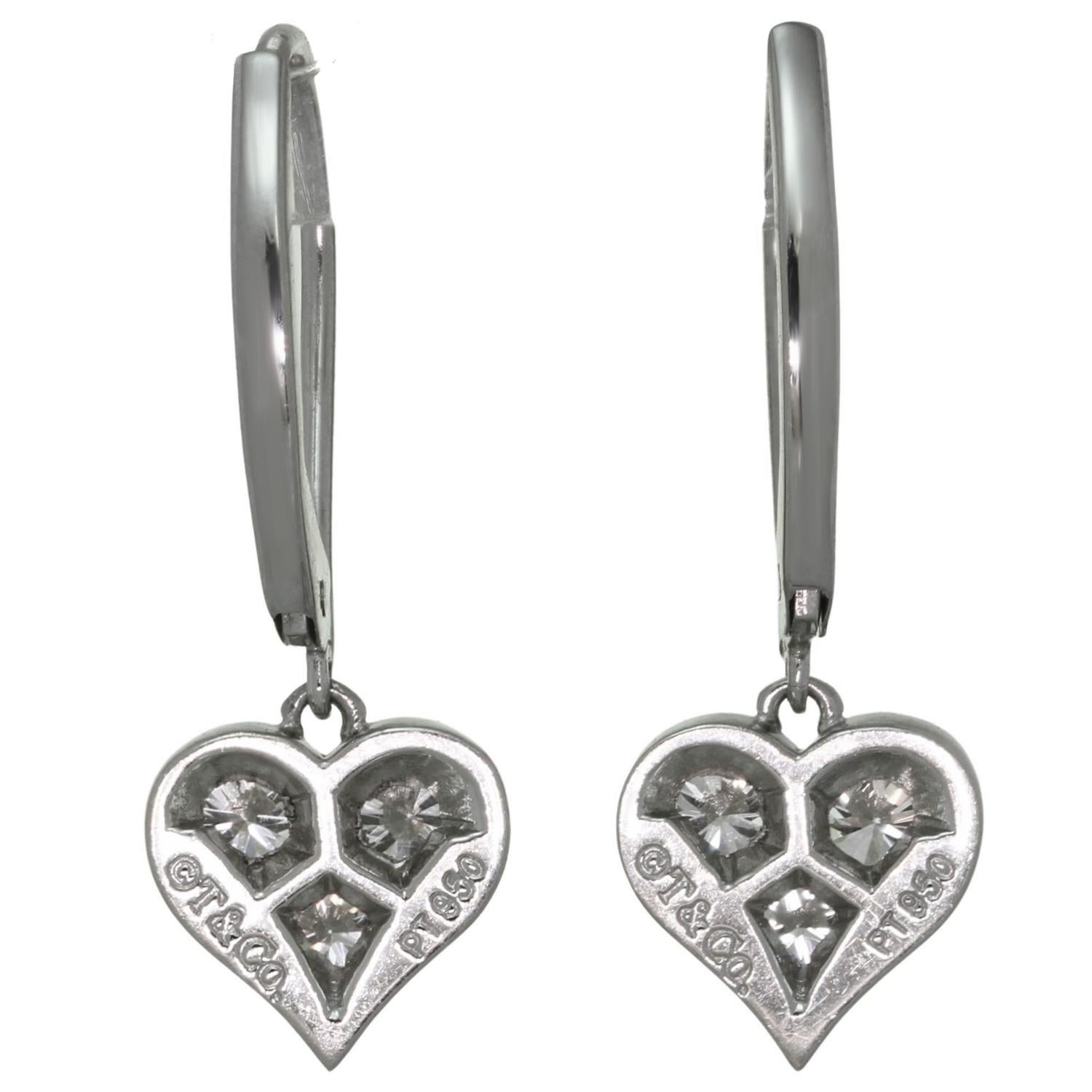TIFFANY & CO. Diamant-Platin-Herz-Tropfenohrringe 2