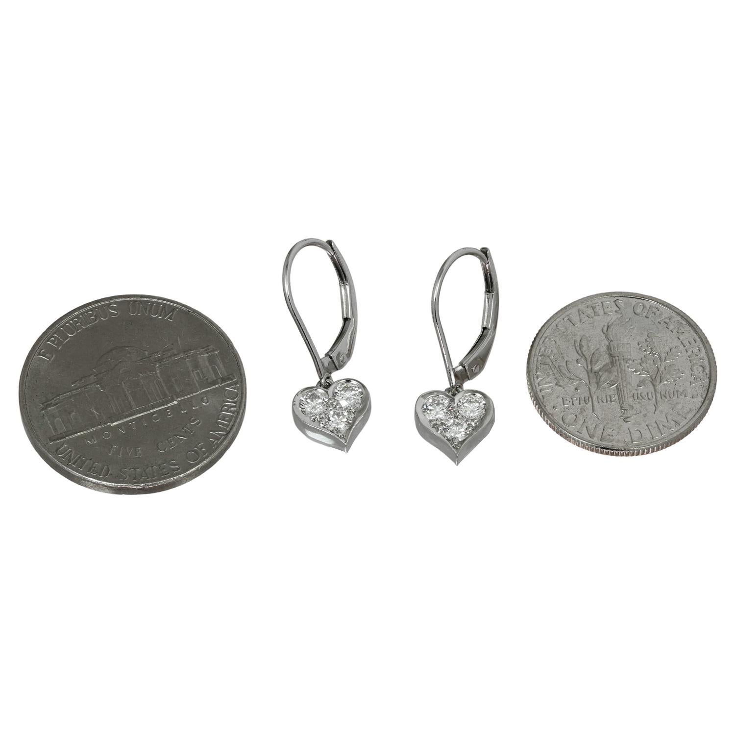 TIFFANY & CO. Diamant-Platin-Herz-Tropfenohrringe 3