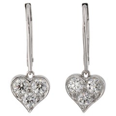 TIFFANY & CO. Boucles d'oreilles pendantes en forme de cœur en platine et diamant