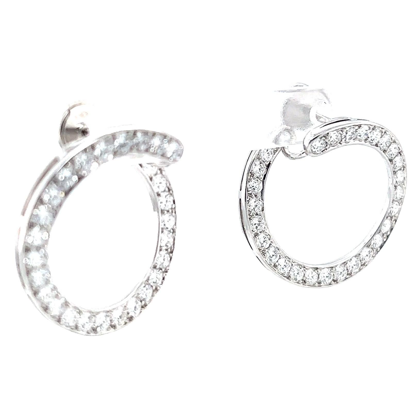 Round Cut Tiffany & Co. Diamond Platinum Hoop Earrings