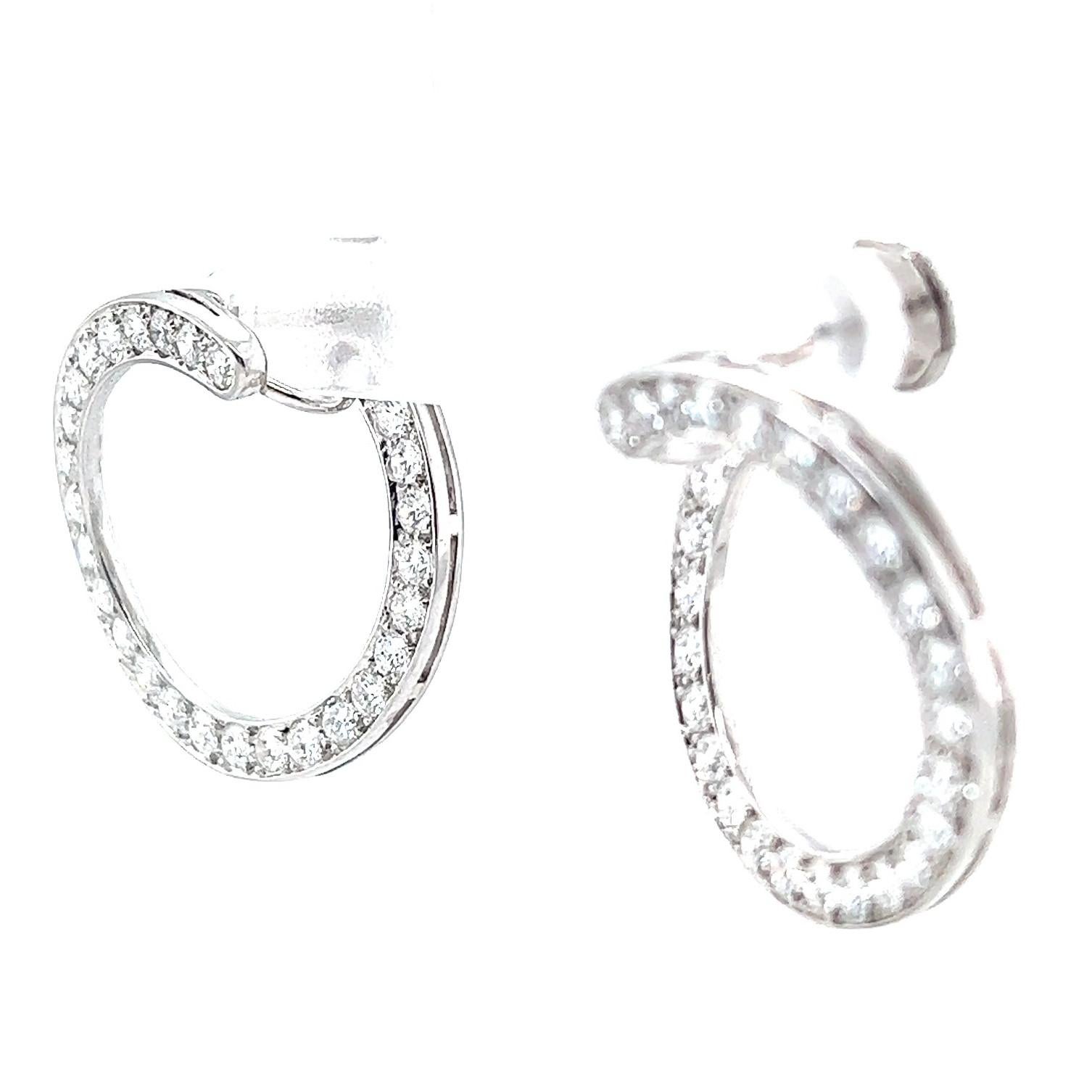 Tiffany & Co. Diamond Platinum Hoop Earrings In Excellent Condition In Beverly Hills, CA