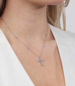 Tiffany & Co. Diamond Platinum Jazz Cross Necklace
