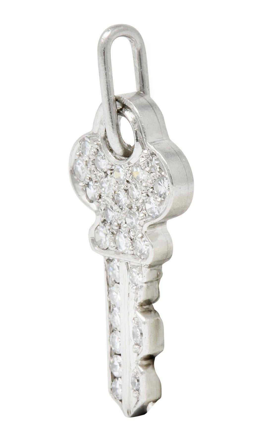 Retro Tiffany & Co. Diamond Platinum Key Charm, circa 1950