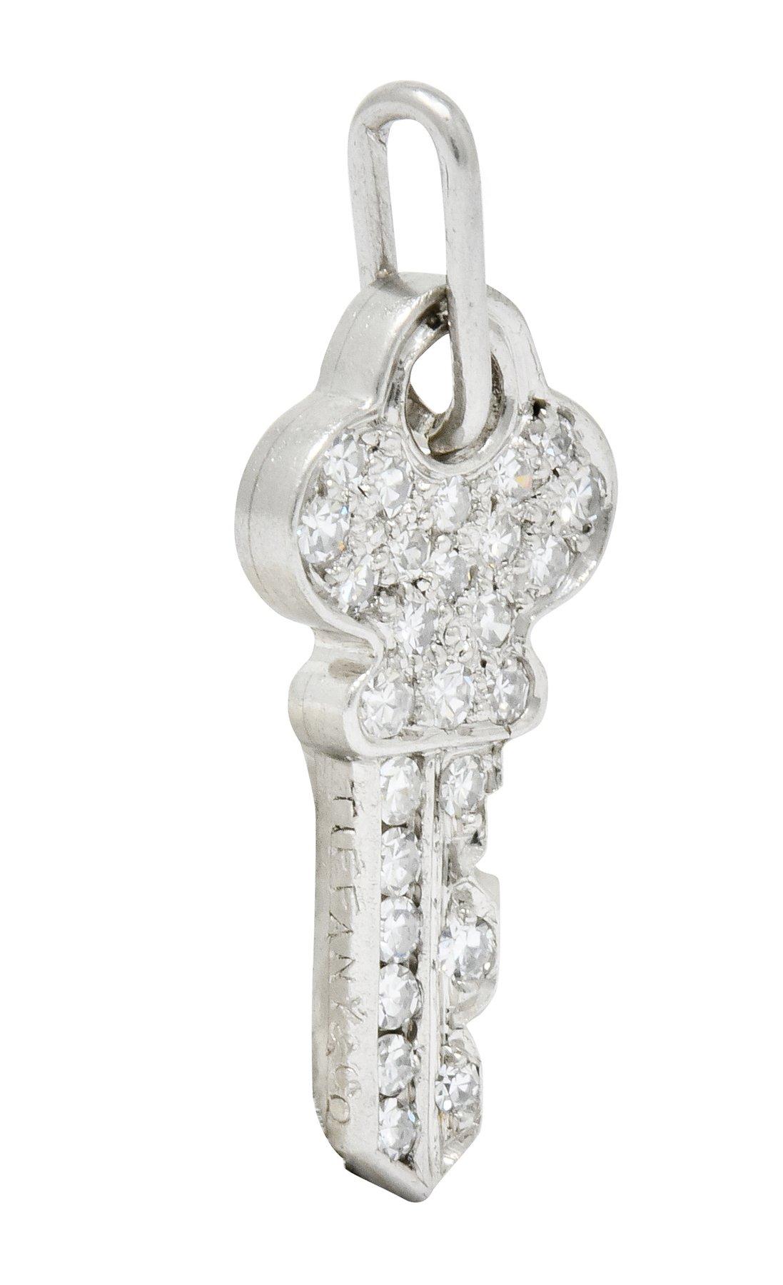 Tiffany & Co. Diamond Platinum Key Charm, circa 1950 In Excellent Condition In Philadelphia, PA