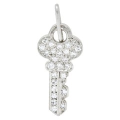 Vintage Tiffany & Co. Diamond Platinum Key Charm, circa 1950