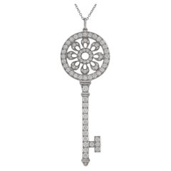 TIFFANY & CO. Diamond Platinum Key Pendant Necklace