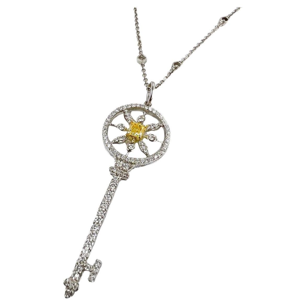 Tiffany & Co. Diamant-Platin-Schlüssel-Anhänger-Halskette