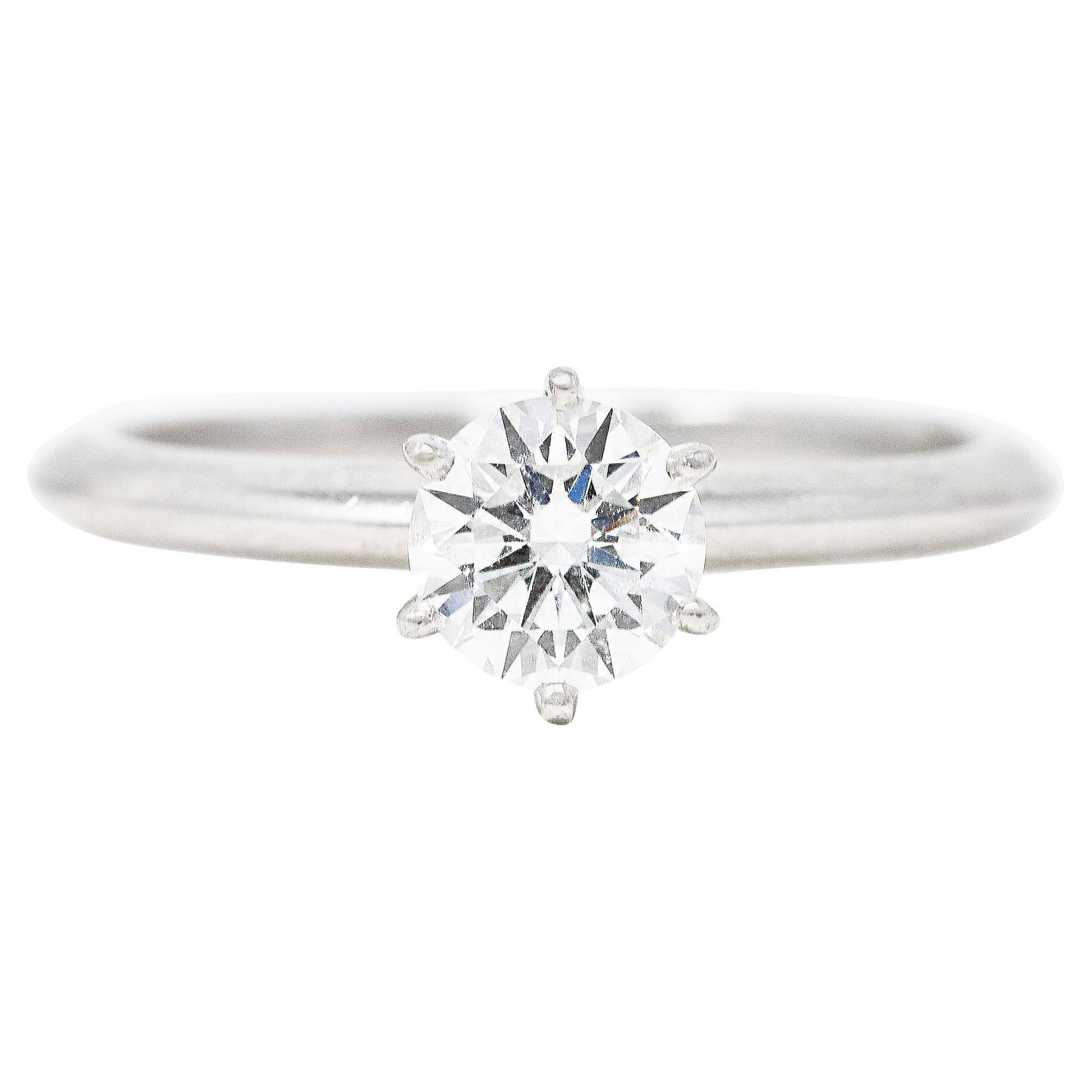Tiffany & Co. Diamond Platinum Knife Edge Solitaire Engagement Ring