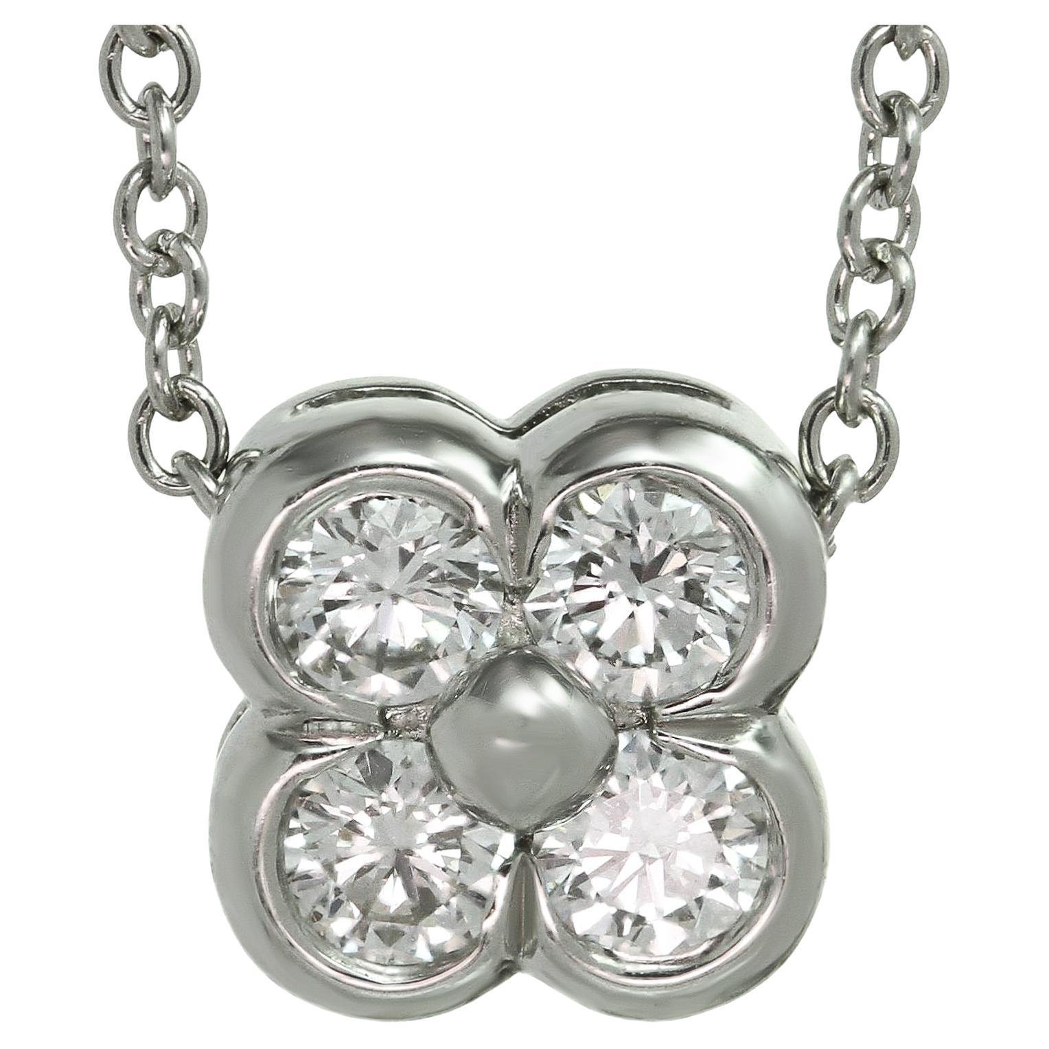 TIFFANY & CO. Diamant Platin Spitze Blume Halskette im Angebot
